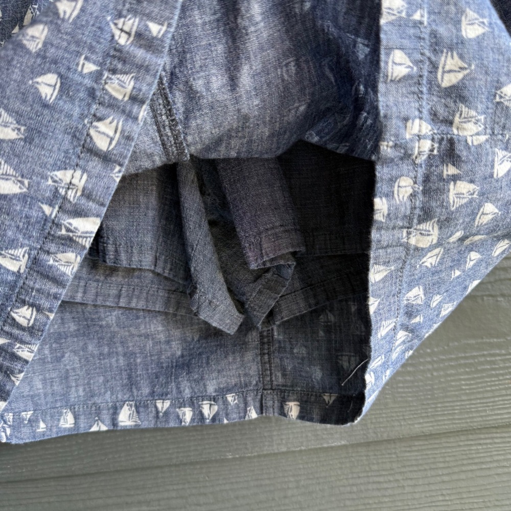 Croft & Barrow Sailboat Print Chambray Skirt Cotton Stretch Size 4 Coastal - Picture 9 of 12